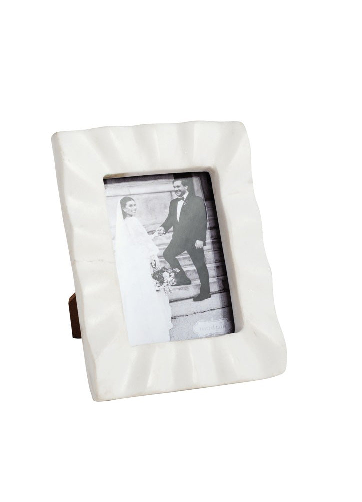 Rectangle Ruffled Marble Frame by Mud Pie