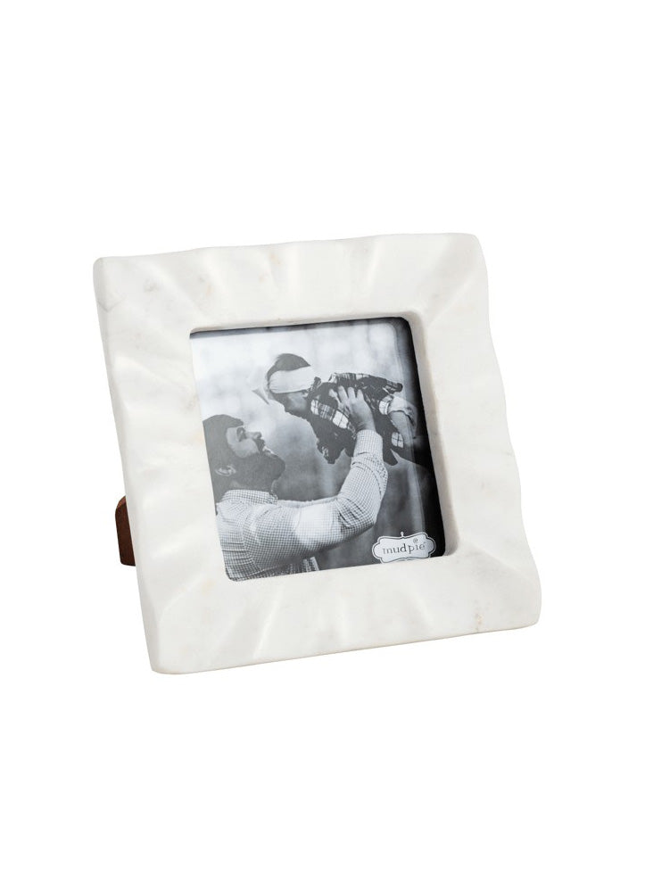 Square Ruffled Marble Frame by Mud Pie