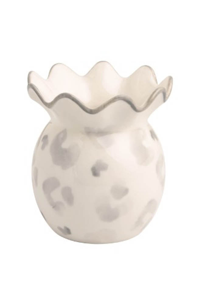 Small Grey Leopard Vase by Mud Pie