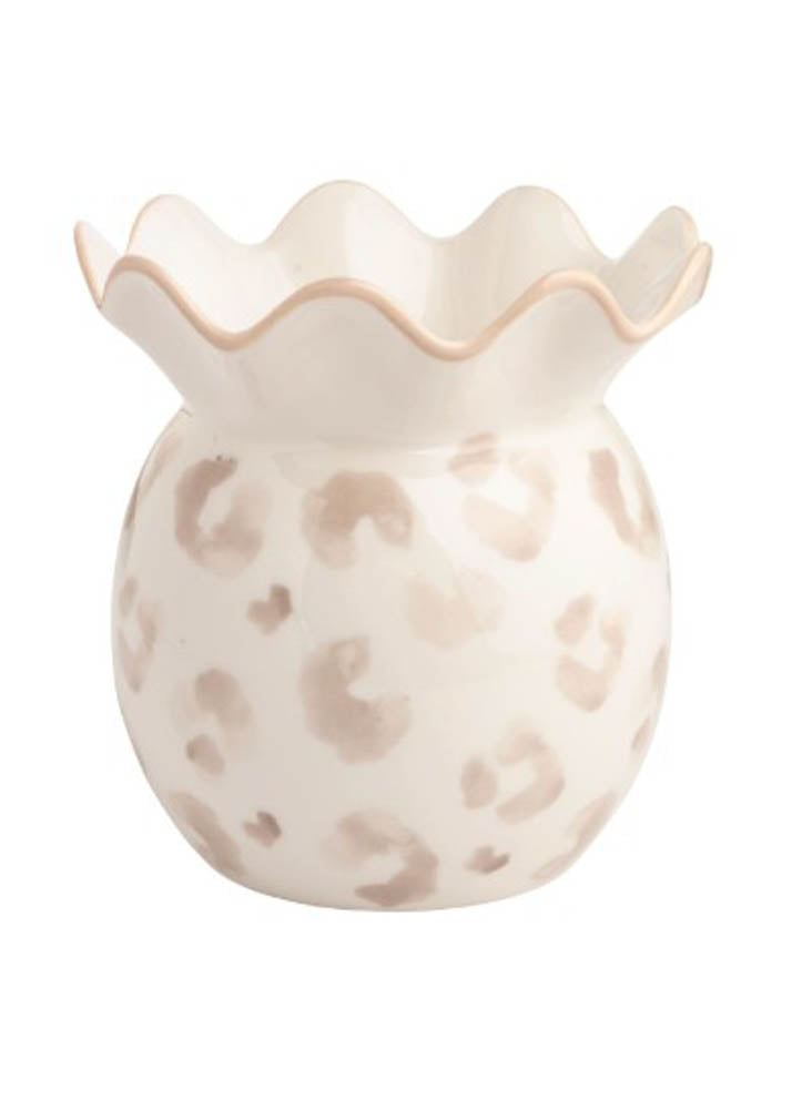 Large Taupe Leopard Vase by Mud Pie