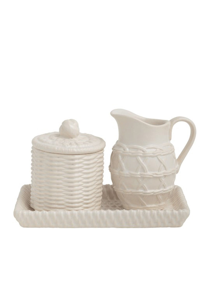Ceramic Woven Cream & Sugar by Mud Pie
