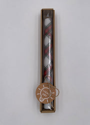 White LED Tartan Taper Candle by Mud Pie