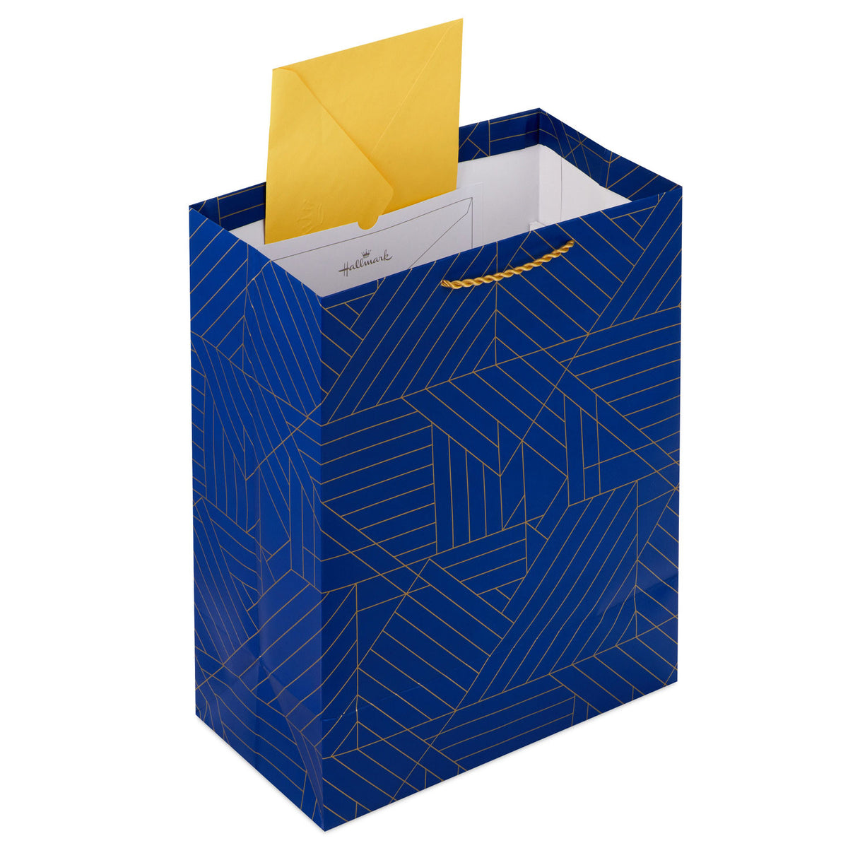 Hallmark 13" Gold Geometric on Navy Blue Large Gift Bag