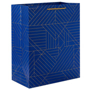 Hallmark 13" Gold Geometric on Navy Blue Large Gift Bag