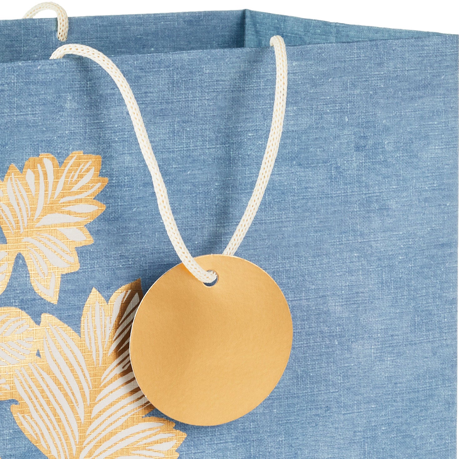 Hallmark 13'' Gold Leaves on Chambray Blue Large Gift Bag