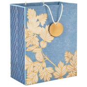 Hallmark 13'' Gold Leaves on Chambray Blue Large Gift Bag
