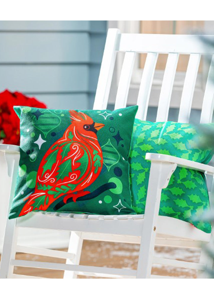 Decorated Cardinal Pillow Cover by Evergreen