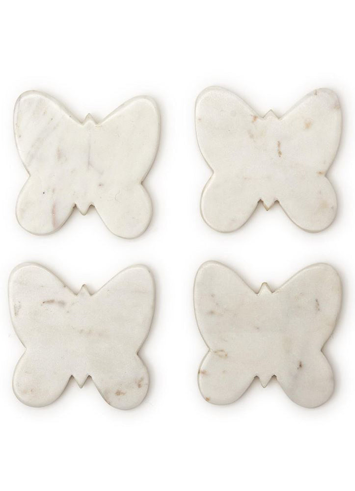 Set of 4 Butterfly Marble Coasters by Twos Company