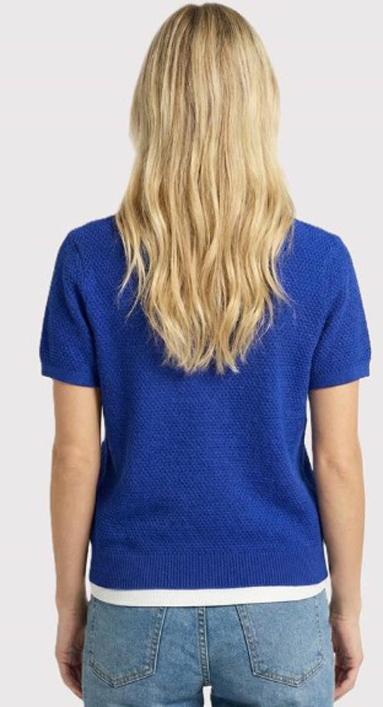 Mini Waffle Textured SS Cardigan in Royal by Staccato