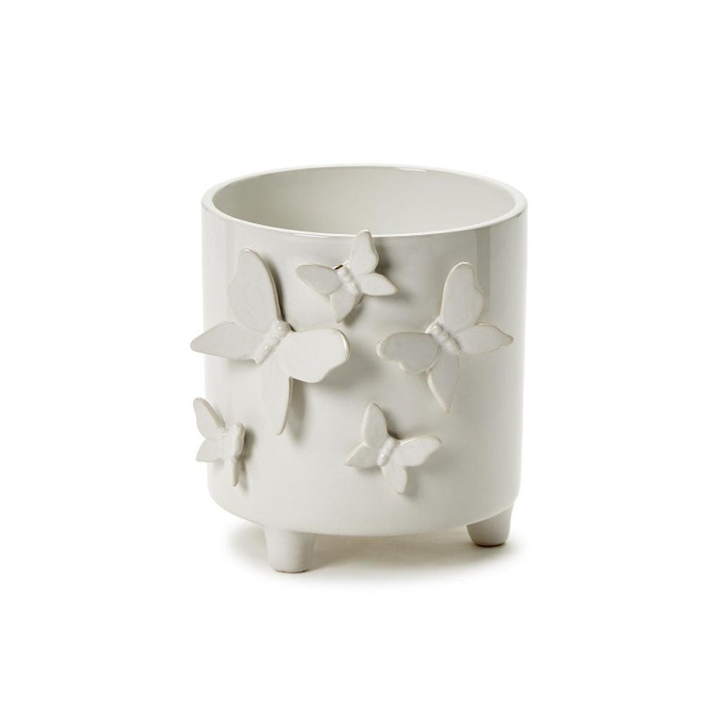 Butterfly Footed Cachepot with Sculpted Butterflies by Twos Company