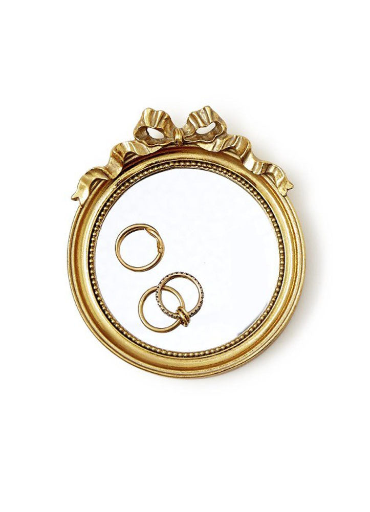 Round Mirror Trinket Tray by Twos Company
