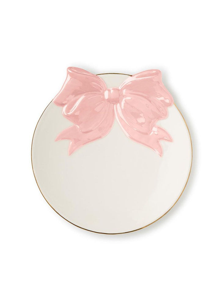 Bow Tidbit Plate with Gold Rim Accent by Twos Company