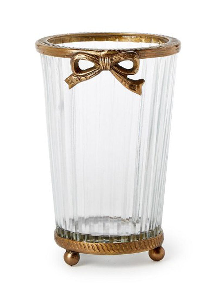 Antique Gold Glass Vase with Bow Accent by Twos Company