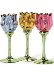 Asst Tulip Stemmed Tealight Candleholder by Twos Company