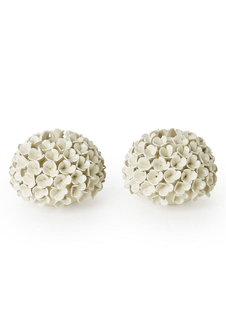 White Hydrangea Flower Taper Holder by Twos Company