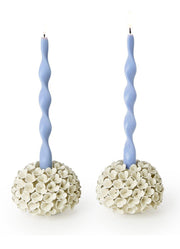 White Hydrangea Flower Taper Holder by Twos Company
