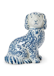 Blue and White Chinoiserie Dog Statue by Twos Company