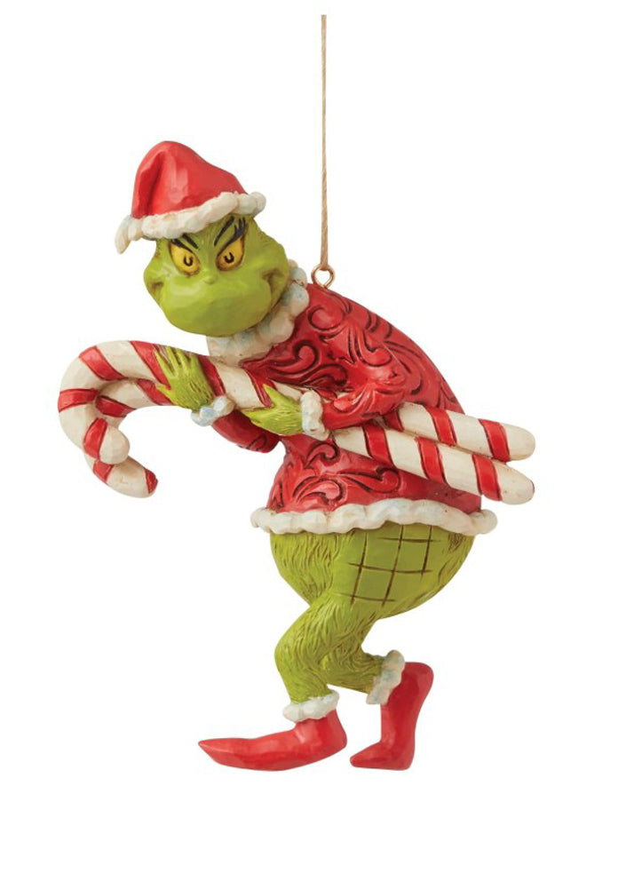 Grinch Stealing Oversized Candy Cane Ornament by Jim Shores