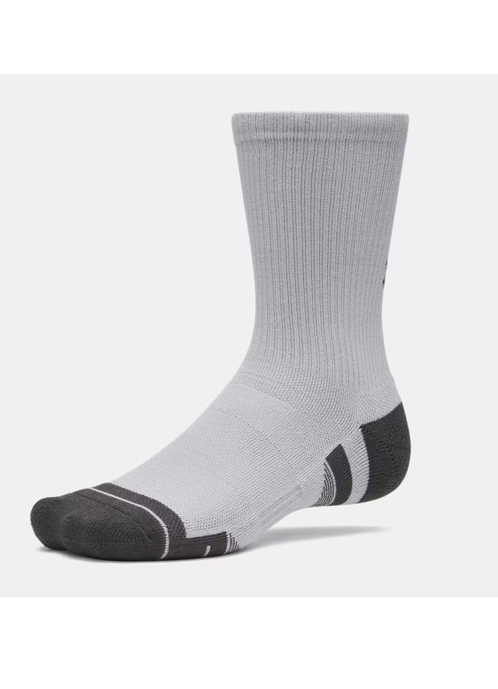 Perf Tech 6pk Crew Socks in Grey by Under Armour