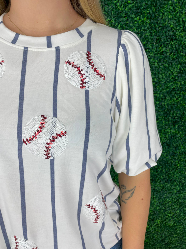 Tina Sequin Baseball Top by Mary Square