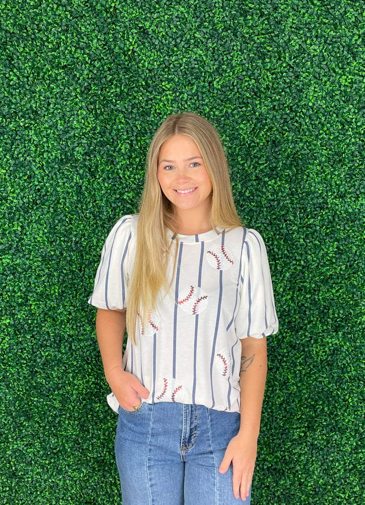 Tina Sequin Baseball Top by Mary Square