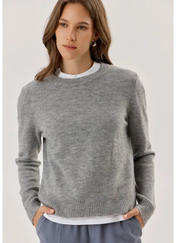 Basic Crewneck Cozy Sweater in Heather Grey by Be Cool