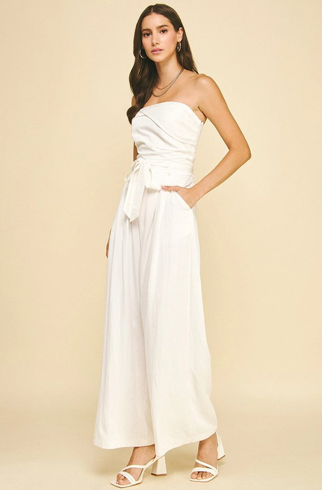 Tube Sleeveless Jumpsuit in Ivory by Pinch