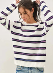 Texture Striped Crochet Sweater in Peri by Be Cool