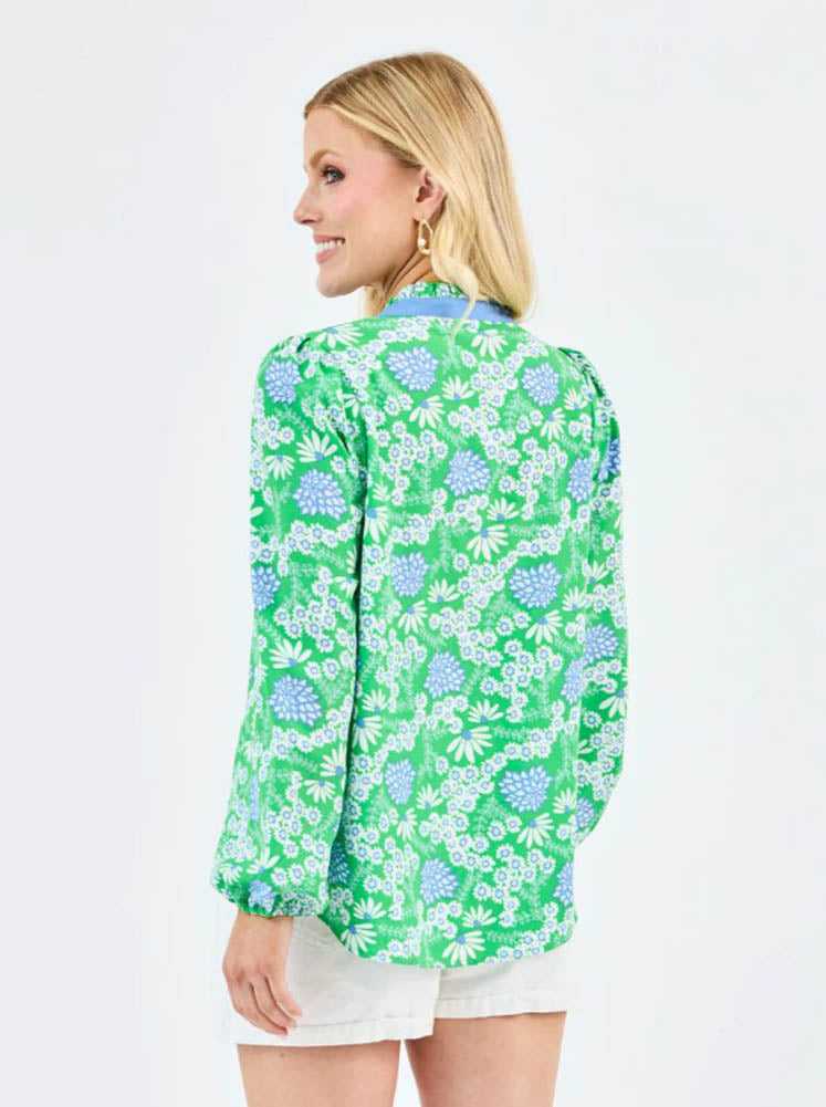 Gianna Daisy Chain Green Top by Mary Square