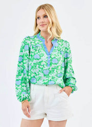 Gianna Daisy Chain Green Top by Mary Square