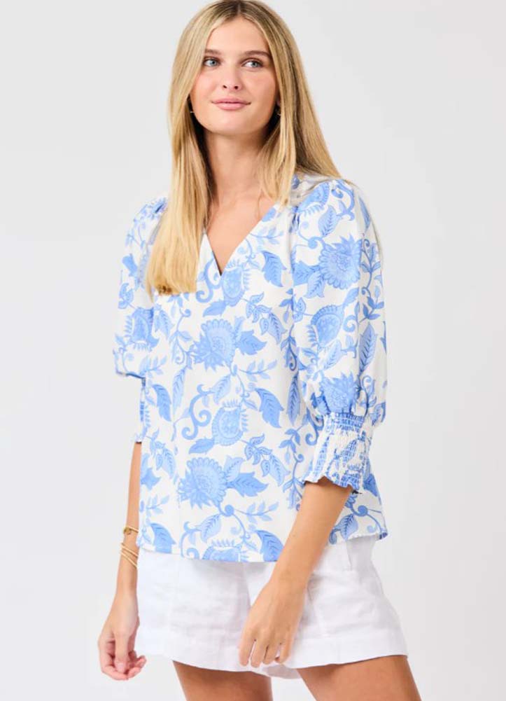 Ashlyn Porcelain Vines Blue Top by Mary Square