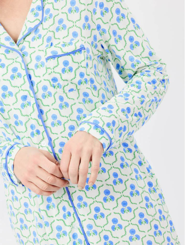 Charlotte Sweetbriar Lattice Blue Nightshirt by Mary Square