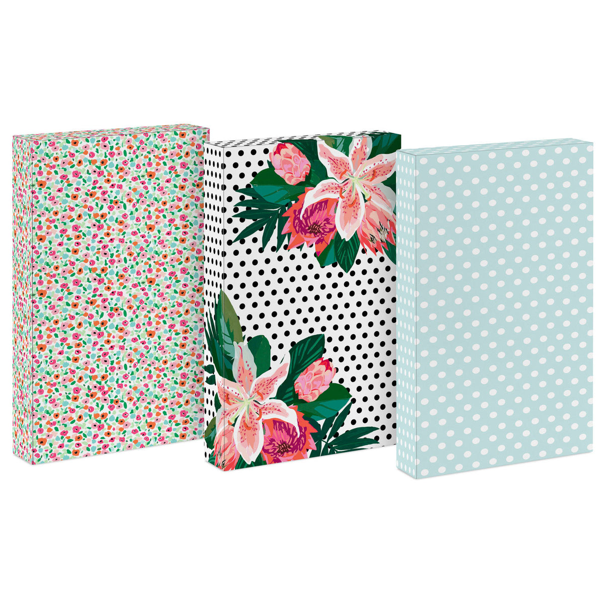Hallmark Floral and Polka Dots 3-Pack Medium Gift Boxes