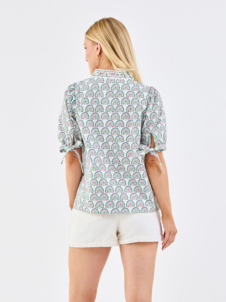 Brynn Sunshower Flora Top in White by Mary Square
