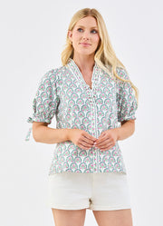 Brynn Sunshower Flora Top in White by Mary Square