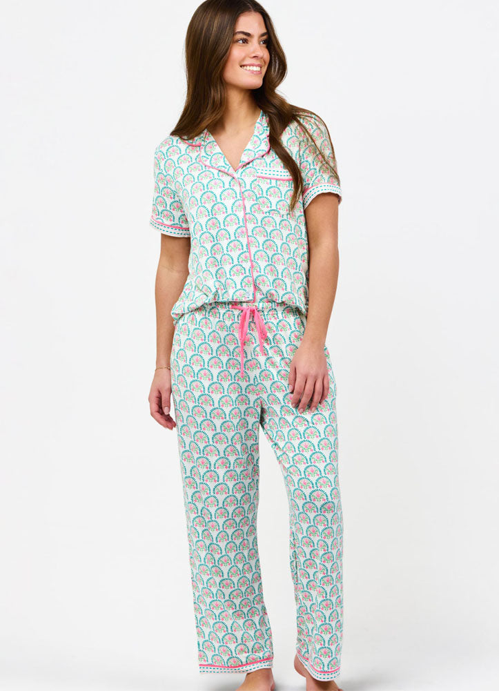 Charlotte Sunshower Flora Pant Set in White by Mary Square