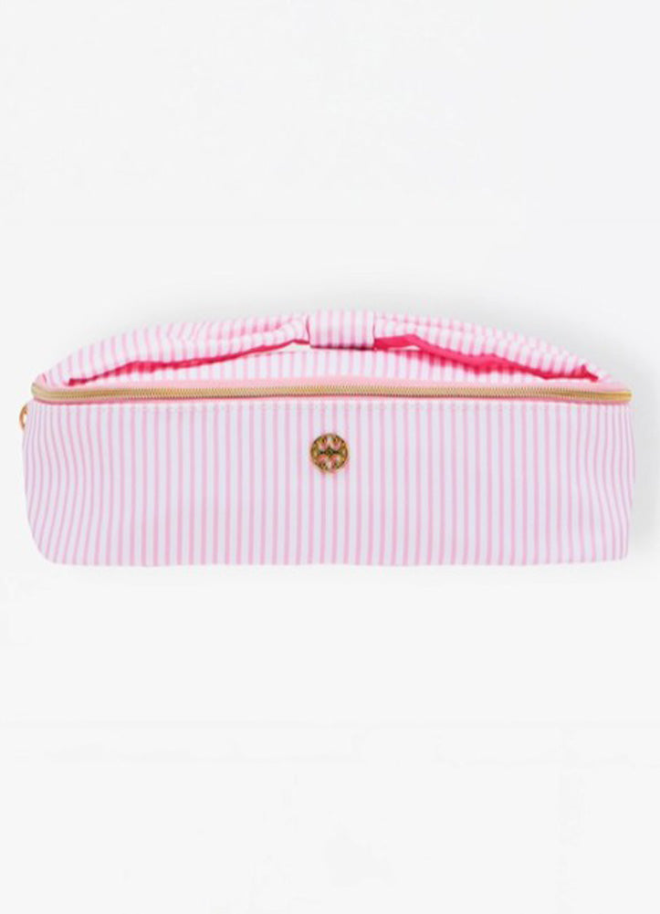 Kiss and Makeup Mini Bag Pink Stripe by Mary Square