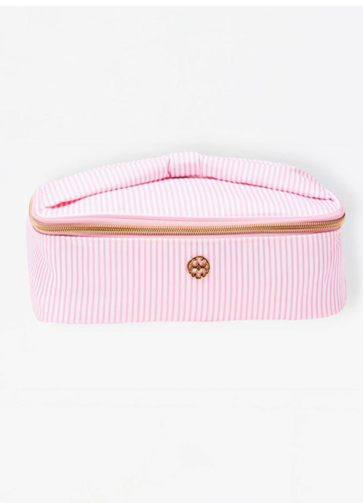 Make Me Blush Makeup Bag Pink Stripe by Mary Square