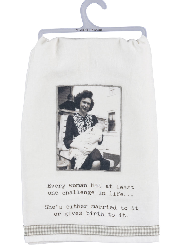 Kitchen Towel- One Challenge by Primitives by Kathy