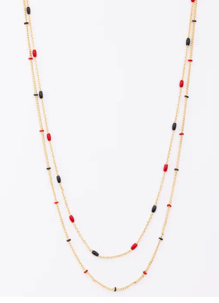 Lacy Red & Black Necklace by Michelle McDowell