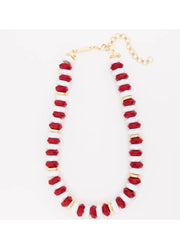 Jovie Crimson & White Necklace by Michelle McDowell