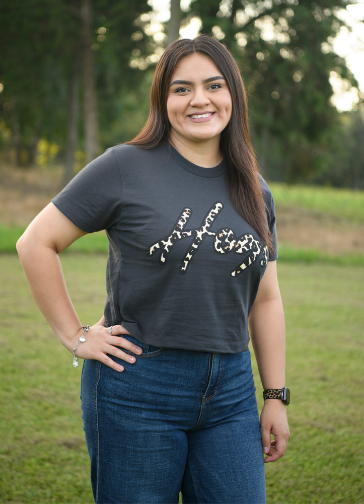 Cheetah Hogs Cropped Tee in Graphite by Southern Trend
