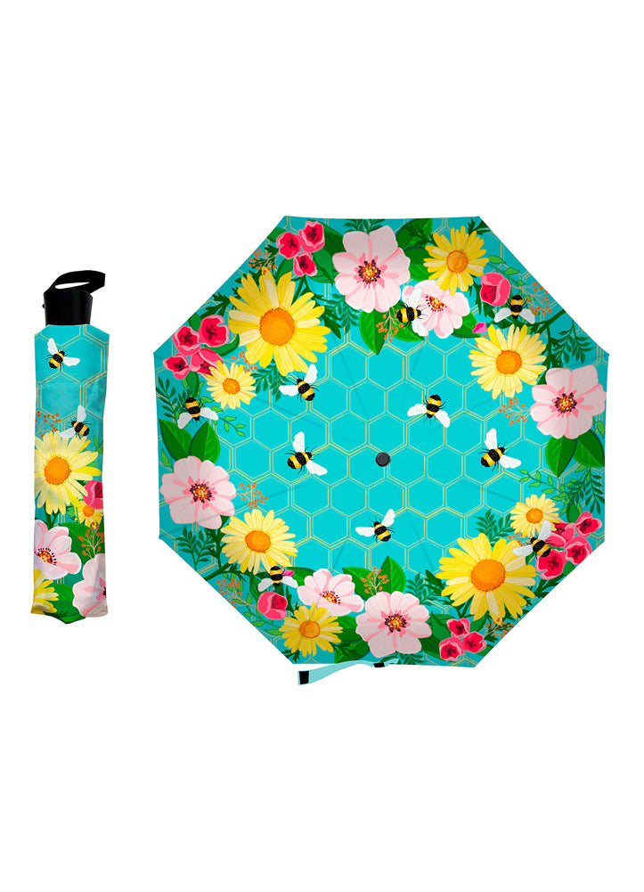 Let It Bee Compact Manual Umbrella by Evergreen
