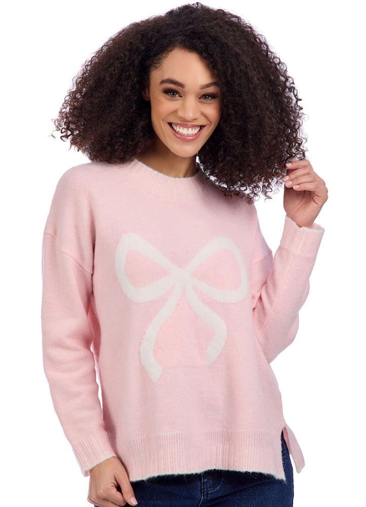 Wilder Bow Sweater in Blush by Mud Pie