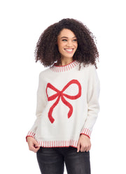 Wilder Bow Sweater in White by Mud Pie
