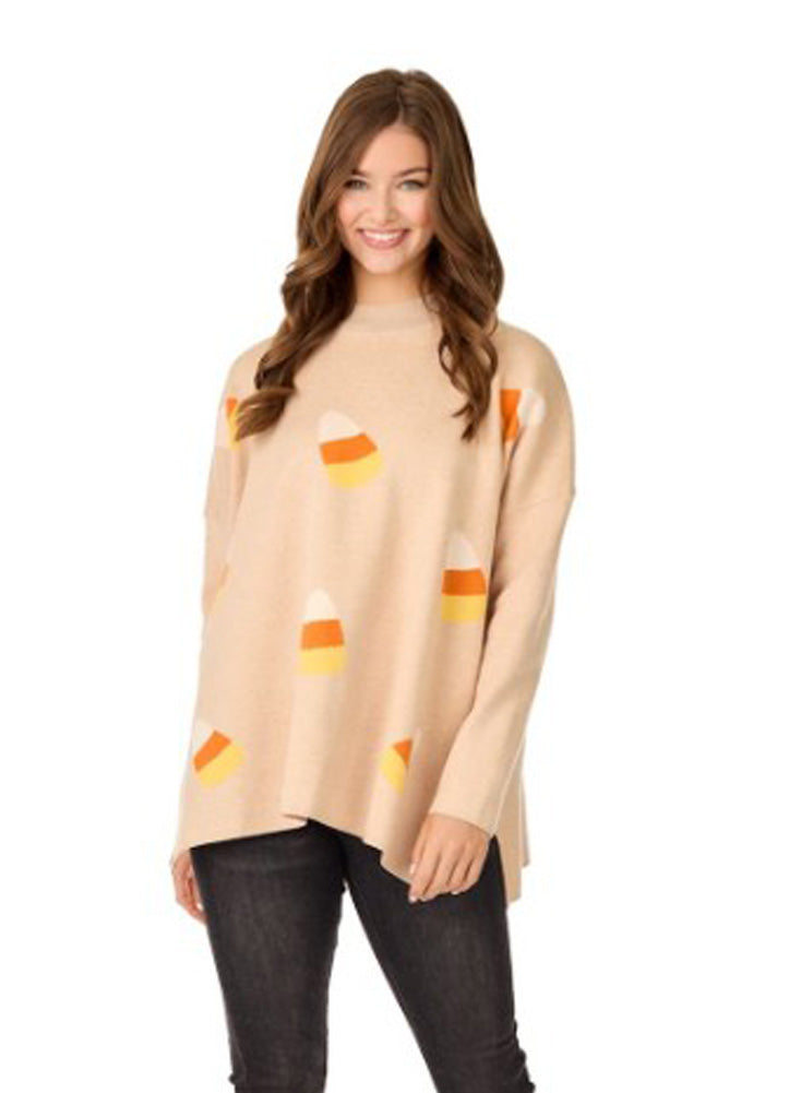Halloween Jacquard Sweater Tan by Mud Pie