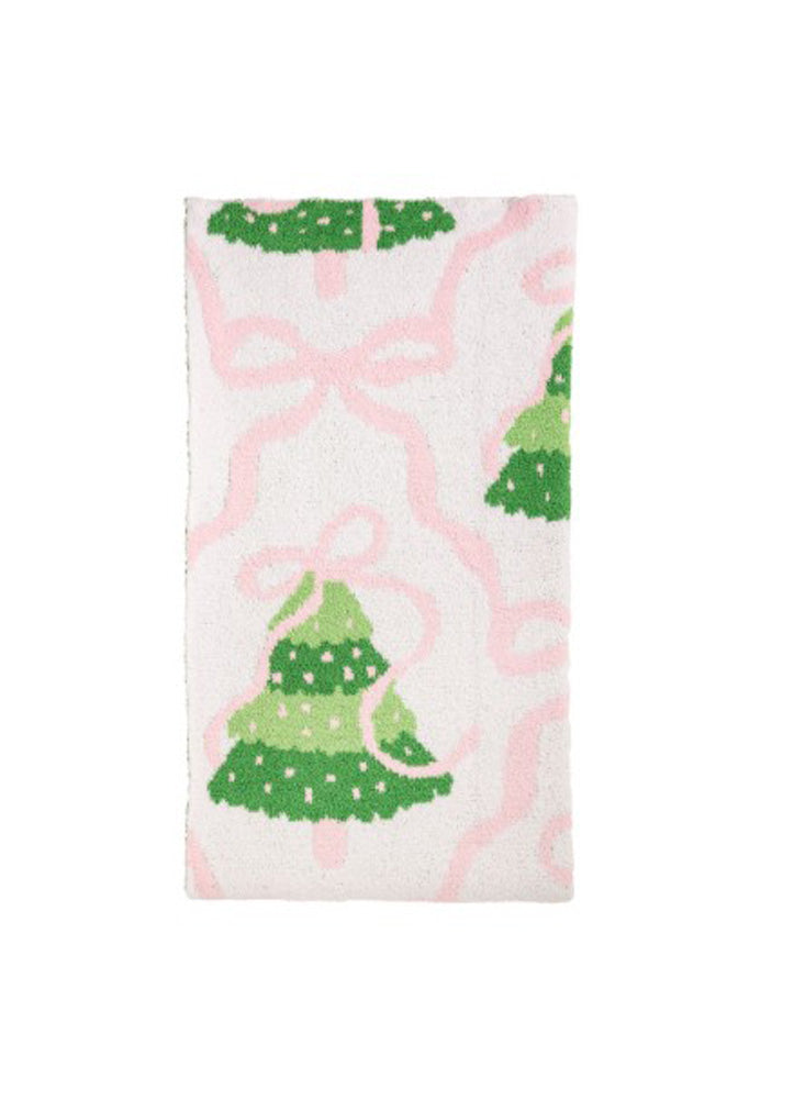 Pink Bow Chenille Blanket by Mud Pie