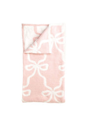Blush Bow Chenille Blanket by Mud Pie