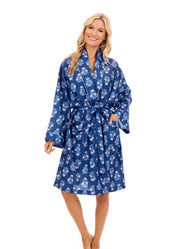 Navy Floral Block Print Robe by Mud Pie