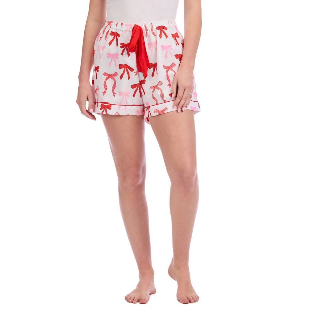 Holiday Pajama Shorts Bows by Mud Pie